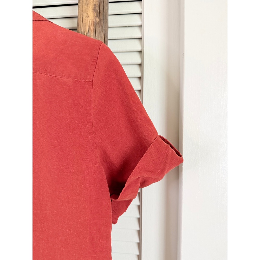 Jones New York Sport Silk Linen Shirt Dress 10 Red - Picture 7 of 10